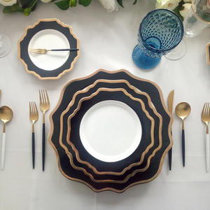 Plato cargador negro al por mayor, juego de platos y vajilla elegante, plato para fiestas y eventos - Product Image 2