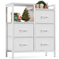 Commode haute moderne OEM pour chambre et placard 5 tiroirs avec étagère à 3 niveaux en bambou petits tiroirs de rangement en tissu robustes