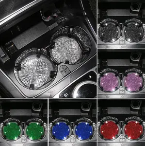 Bling Car Coasters For Cup Holder Universal Anti Slip Silicone Cup Holder Insert Crystal Rhinestone Car Interior Accessories