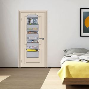 Grey 2 Pack Collapsible Closet <b>Shelves</b> Storage Bag 4 <b>Shelf</b> Over the Door Hanging Organizer - Product Image 4