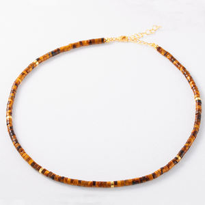 수제 보석 하이시 비즈 목걸이 남성 여성용 – 라피스 라줄리, 터쿼이즈, 말라카이트, 타이거 아이 스톤 비즈 초커 목걸이 - Product Image 4