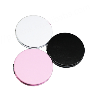 Espejo de maquillaje de bolsillo compacto plegable cosmético portátil de viaje redondo de cuero PU con logotipo personalizado - Product Image 2