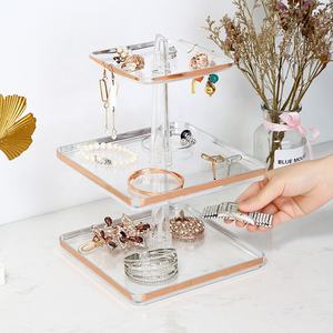 Organisateur <span class=keywords><strong>de</strong></span> bijoux rectangulaire transparent à 3 niveaux en <span class=keywords><strong>plastique</strong></span> PS injecté, type commode, pour bagues et bracelets - Product Image 5