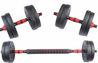 Ensemble d'haltères réglables 40 kg en ciment et PVC, plaques de poids noires, poignée en mousse, équipement de fitness pour entraînement complet du corps