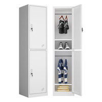 Casier en acier à 2 portes pour dortoir, armoire de rangement industrielle en métal pour club sportif avec barre porte-vêtements