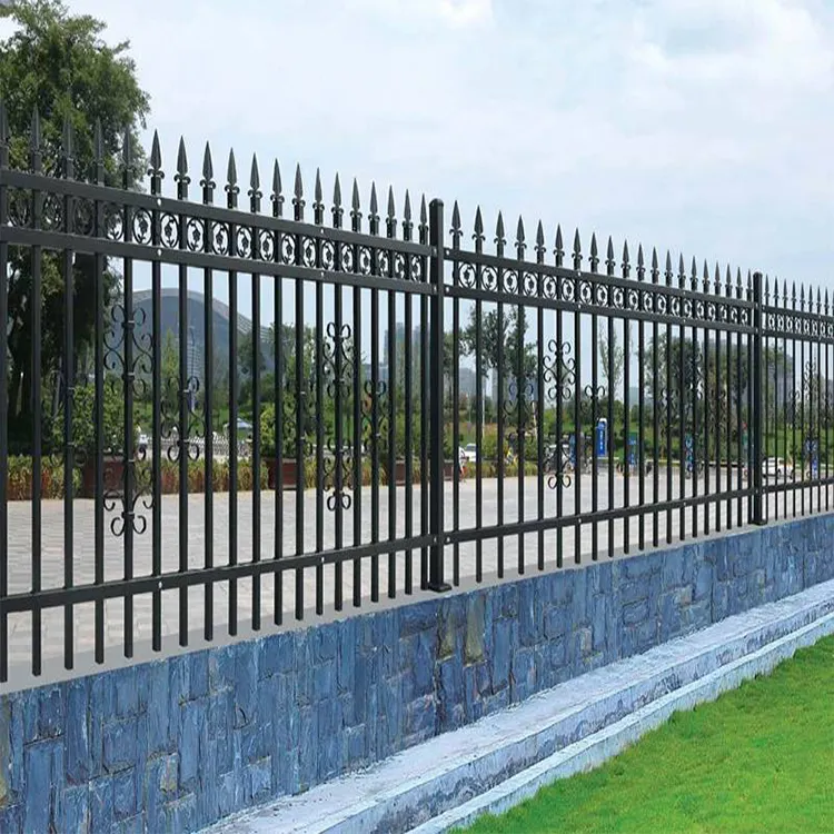 Wholesale exterior decorative steel fences home villa outdoor garden wall metal fencing wrought iron art fence designs