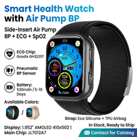 Jam Tangan Pintar AMOLED Persegi 1,95 Inci dengan Pengukur Tekanan Darah, Detak Jantung 24/7, SpO2, Pelacak Tidur, dan Tali Silikon untuk Lansia
