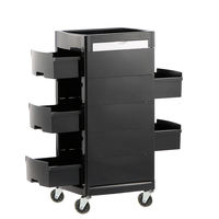 Chariot à outils roulant à 5 tiroirs en ABS et acier inoxydable, chariot de rangement utilitaire pour salon avec roulettes pivotantes