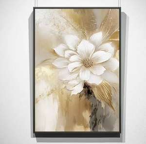 Peintures à l'huile 3D texturées, art floral abstrait fait main sur bois, <span class=keywords><strong>peinture</strong></span> murale florale argentée et dorée, décoration d'intérieur de luxe - Product Image 5