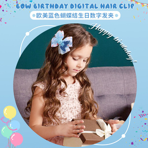 Jepit Rambut Pita Biru Manis Bayi 2025, Aksesoris Pita untuk Anak, Hiasan Kepala Pesta Ulang Tahun, Model Digital Cross-Border dengan Klip - Product Image 6