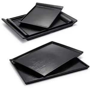 Large Melamine Tray Japanese Style Black Coffee Shop Canteen Serving Trays For Restaurant