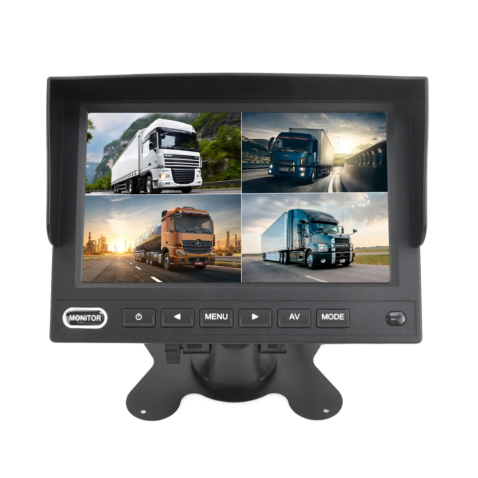 Monitor mobil, 7 inci, Monitor mobil, layar Quad terpisah, 4CH, Input CVBS, truk, Bus, untuk truk, RV