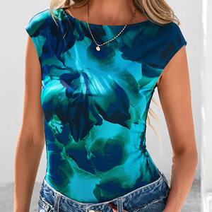 Nouveaux débardeurs décontractés à manches courtes imprimés pour femmes, tendance Y2K, tie-dye élégant, vêtements de sortie - Product Image 1