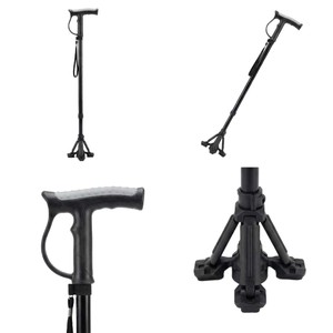 Bastón ajustable de aleación de aluminio de 65-90 cm, antideslizante, telescópico de cuatro patas, para ancianos, ayuda para la movilidad, color negro - Product Image 4