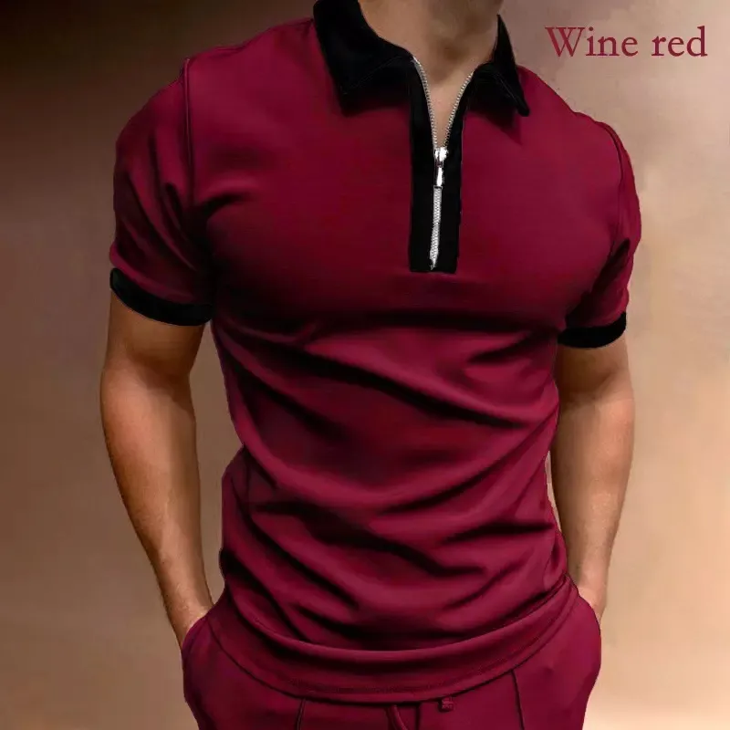 Half Zip Running Shirt Kurzarm Polo Kragen passend Casual Men Polo Shirt mit Reiß verschluss