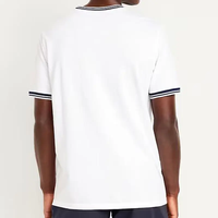 T-shirt Ringer 100 % Coton Personnalisé pour Homme, Col Rond en Maille Côtelée, Couleur Unie, T-shirts Piqué Ajustés, Vente en Gros Personnalisée de T-shirts pour Homme