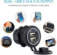 Prise de chargeur USB double 1A & 2.1A 3.1A pour voiture, bateau, marine, camping-car, mobile avec fusible, kit DIY, LED bleue