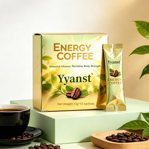 Café Energético Botánico Dorado Brillante 10g*10 Sobres, Cartón Dorado Metálico para Viajes y Hogar, Revitaliza y Fortalece Todo el Cuerpo, OEM - Product Image 5