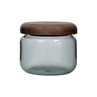 Mini pot de conservation en verre avec couvercle en noyer noir, boîte à café et thé hermétique de style chinois, 300 ml, récipient domestique pour produits secs (B&B)