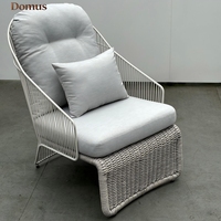 Chaise de jardin moderne en rotin avec structure métallique pour l'extérieur, mobilier de patio pour jardin et cour arrière