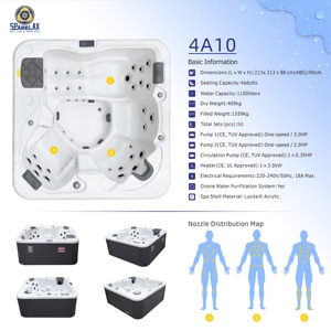 Unique 4 Person Whirlpool <strong>Tub</strong> Perfect Child Seat Full Lounger Foot Space <strong>Mixed</strong> Jets for Backyard Entertainment - Product Image 3
