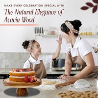Support à Gâteau Multifonctionnel en Bois d'Acacia 2-en-1, Dôme en Acrylique Incassable, Présentoir à Dessert, Assiettes à Gâteau, Charcuterie, Fromage