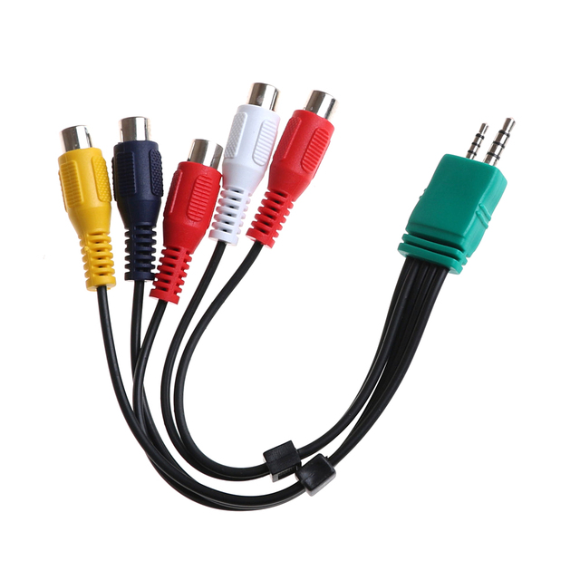 3.5mm + 2.5mm to 5RCA Audio Video AV Component Adapter Cable for LED LCD TV 18cm