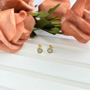 Dylam Fashion Design Rhodium 18K Gold S925 Silver Round 5A Cubic Zircon Zirconia <b>Blue</b> Evil <b>Stud</b> <b>Earrings</b> Jewelry for Women - Product Image 2