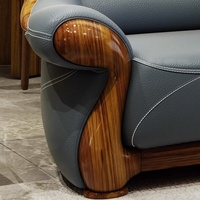 Sofá de Cuero de Primera Calidad para Villa de Alta Gama, Combinación de Estilo Moderno Chino, Sofá de Cuero Uginwood