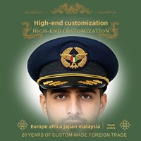 Casquette d'officier allemand non commissionné à rayures, 100 % coton indien, brodée à la main, fabriquée sur mesure en usine, chapeau à large bord