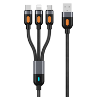 Câble de charge micro USB type C 3 en 1 de qualité supérieure, câble de charge USB multi-ports en nylon tressé pour téléphones mobiles