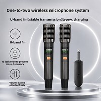 Microphone à condensateur sans fil portable CQA B02 deux-en-un U-Band FM pour karaoké, à directivité omnidirectionnelle, pour enregistrement à domicile et en direct