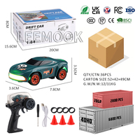 Voiture de course électrique télécommandée haute vitesse avec lumières, modèle de véhicule sportif miniature 1:64, jouets de drift RC