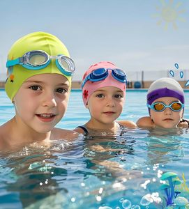 Lot de 2 bonnets de bain en silicone durables et imperméables pour enfants, filles, garçons, adolescents et tout-petits de 3 à 15 ans, ajustement confortable pour cheveux longs ou courts - Product Image 4