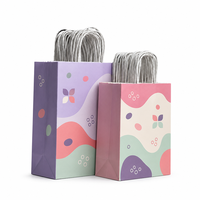 Sac cadeau personnalisé en papier kraft écologique et recyclable avec cordon, laminé, couleurs pastel, pour exposition, emballage de détail, boutique, vente en gros