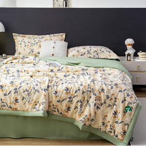 Set Copripiumino Estivo Rinfrescante in Cotone <span class=keywords><strong>Lino</strong></span> e Fibra <span class=keywords><strong>di</strong></span> Soia con Motivo Floreale a Doppio Strato, Classe A, 4 Pezzi - Product Image 2