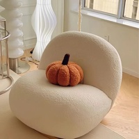 Fauteuil inclinable de salon et de balcon, pivotant, avec éponge haute densité, style Ins, en laine d'agneau