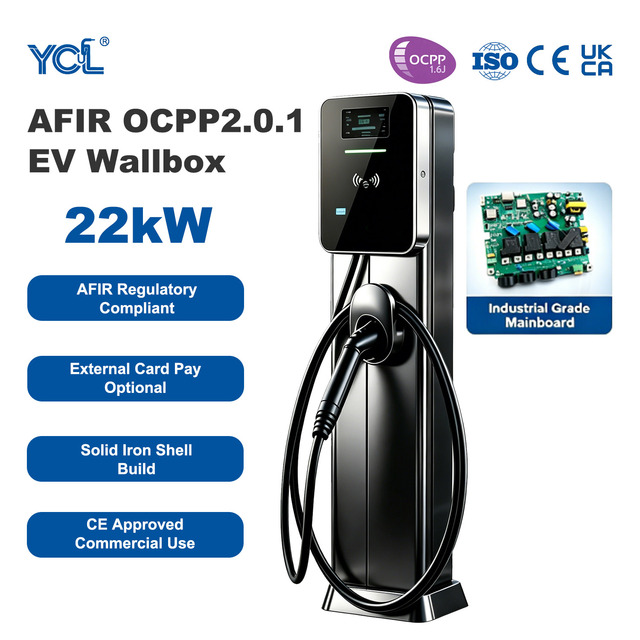 AFIR Compliant 22kW EV Charger OCPP2.0.1 External Card Pay Available