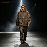 Veste Anorak à Capuche Demi-Zip Vintage Délavée Personnalisée OEM pour Homme, Hoodie Streetwear Oversize avec Logo Brodé Personnalisé