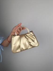 Trendy Pearl Handle Pleated Cloud Women's Tote bags Fashion party Evening Bags PU Leather Messenger Bag Women's clutch purse - Product Image 3