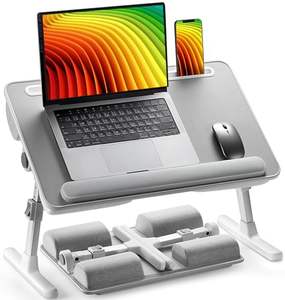 Support de bureau pliable pour ordinateur portable en MDF avec surface en cuir, ventilateur de refroidissement portable pour <span class=keywords><strong>lit</strong></span>, étude, plateau de bureau pliable - Product Image 1