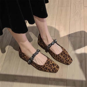 Retro Leopard <strong>love</strong> Diamond Mary Jane <strong>Shoes</strong> New Fashion Women's Flat <strong>Pumps</strong> - Product Image 3