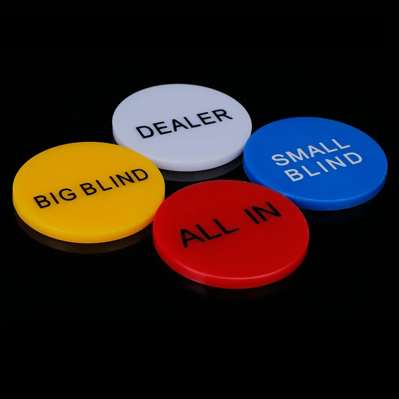 Toptan büyük kör tüm bayi puck düğmeleri profesyonel Casino Texas holdplastic plastik akrilik jetonu sikke poker cips seti