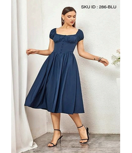 Vestido de Verano para Mujer, Estampado Floral, de Algodón, Corte en A, Informal, Transpirable, Ecológico, Elegante, para Uso Diario - Product Image 1