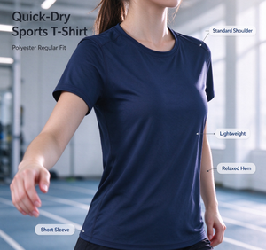 Hot Sale <strong>Women</strong> Quick Dry Stretch <strong>T</strong>-<strong>Shirt</strong> Polyester Elastane Crew Neck Short Sleeve Custom Logo Fitness Sports Blank Tees - Product Image 3