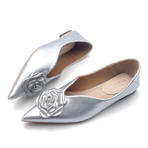 여성용 실버 플랫 슈즈, 맞춤형 로고 PU 가죽 신발, 여성 및 숙녀용 도매 통기성 드레스 슈즈 - Product Image 3