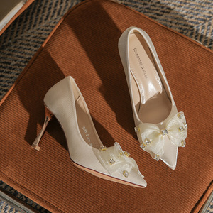 Youxiamie – sandales à talons hauts, bout pointu, décoration avec nœud, tendance de la mode élégante, chaussures pour femmes, semelle extérieure en caoutchouc - Product Image 1
