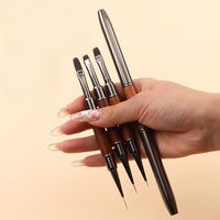 2025 élégant double tête constructeur Gel brosse ovale rond Premium brun bois de santal poignée Liner brosse Nail Art pour les longues lignes