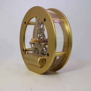 Orologio <span class=keywords><strong>da</strong></span> <span class=keywords><strong>Tavolo</strong></span> Scheletrato con Meccanismo in Metallo, Diametro 130mm, Colore Oro e Nero, Movimento Scheletrato Inseribile - Product Image 5