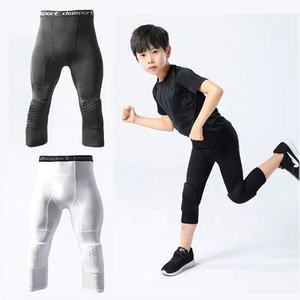 Boys Mesh Pants Kids' Basketball Compression Pants With Knee Pads